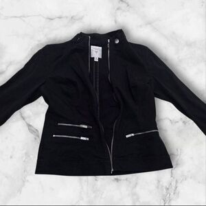 Guess Black Moto Zip Jacket Size Medium